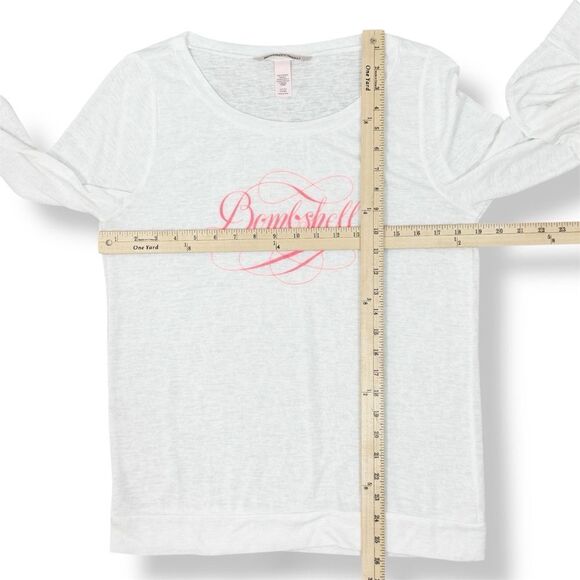 Victoria’s Secret Bombshell Burnout Slub Knit Long Sleeve Tee Shirt White Small - Picture 13 of 14